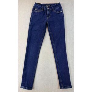Almost Famous Womens or Jr Double Button High Rise Super Skinny Jeans 3 Dark